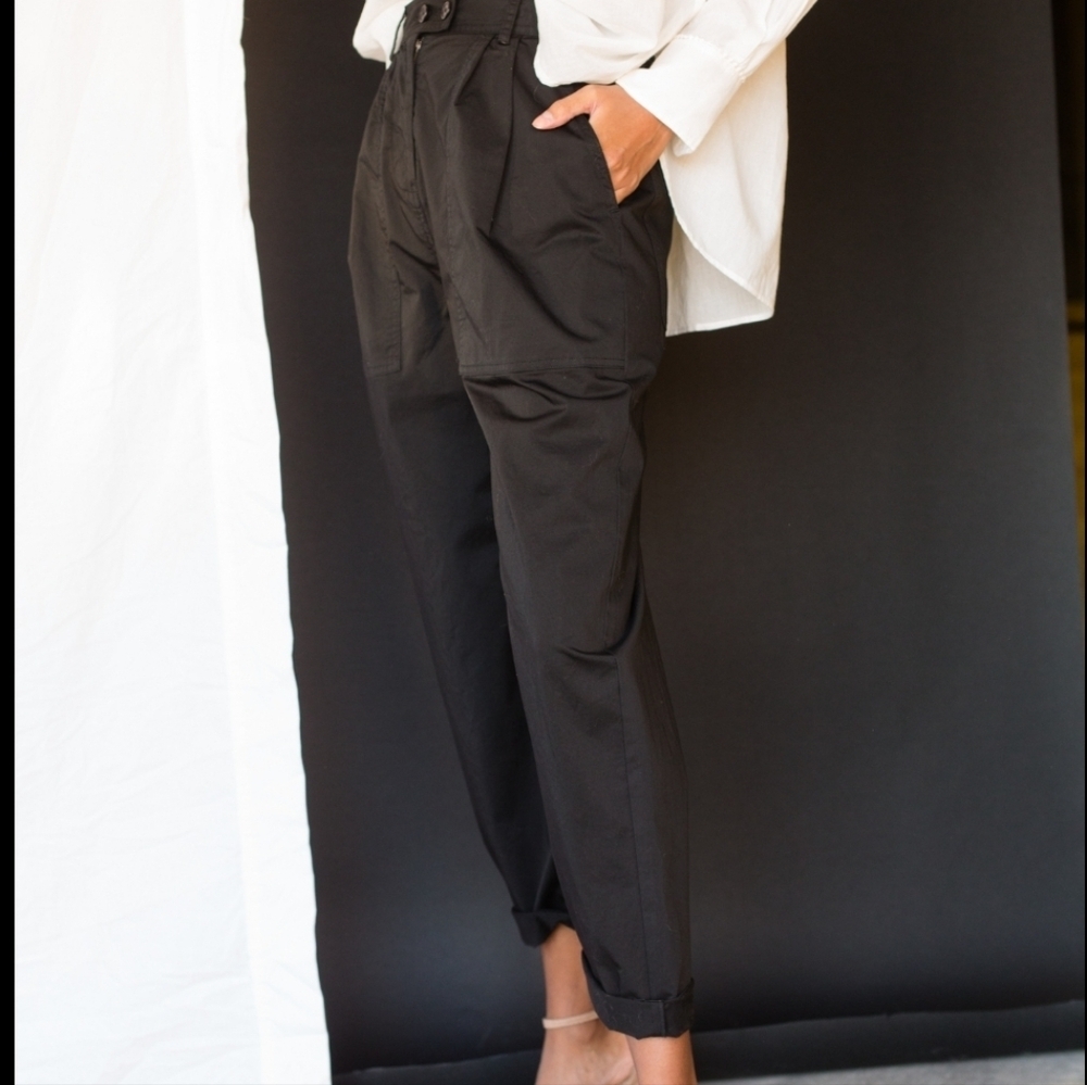 Nili Lotan Cyro Women's Black Tapered Pants Sz 4 Y2K